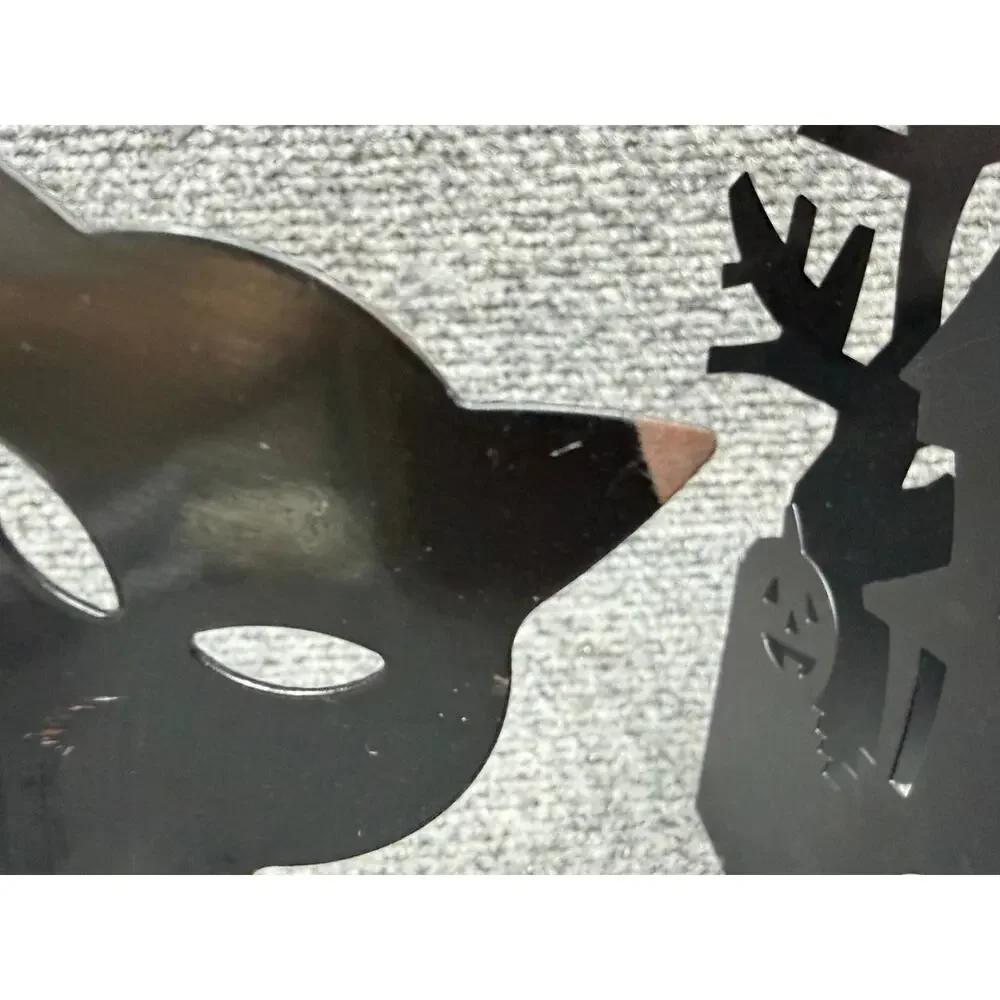 Vintage Halloween Metal Votive Candle Holders Set of 3 Cat House